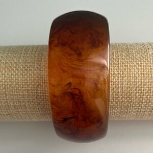 Brown Faux Tortoise Shell Resin Bangle Bracelet
